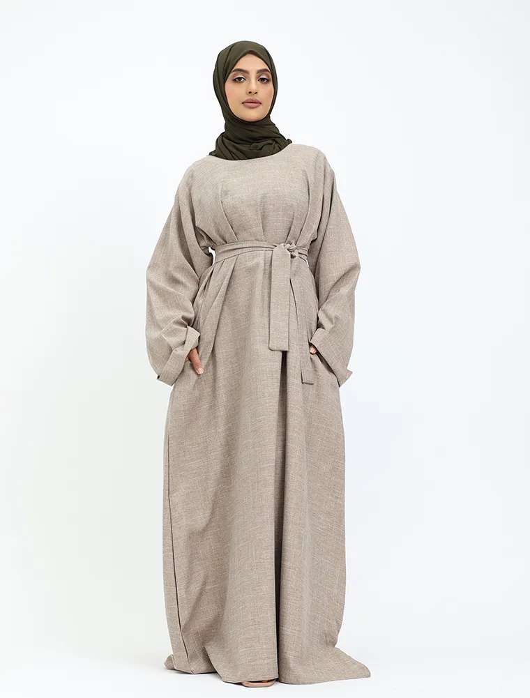 Mocha Linen Abaya